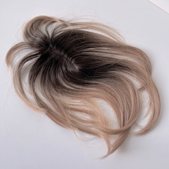 NWT ombré topper brown blonde ends blended hair rounded bangs center parting - Picture 6 of 15